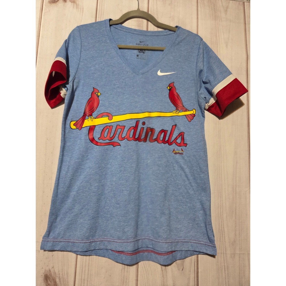Nike St Louis Cardinals Dri-FIT V-Neck T-Shirt Blue Cooperstown Collection Large